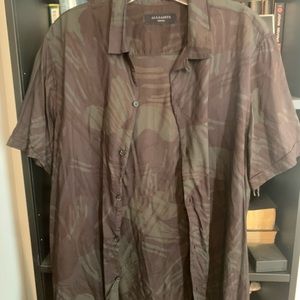 Brown & olive mens All Saints short sleeve shirt